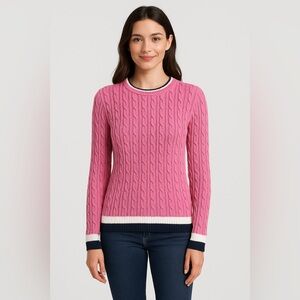 Women’s Tommy Hilfiger Crew Neck Pink Cable Knit Sweater small.